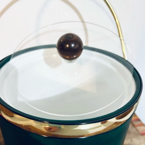 VINTAGE ANTIQUE RETRO ELEGANCE BY KRAFTWARE GREEN GOLD ACCENTS ICE BUCKET - Picture 9 of 11